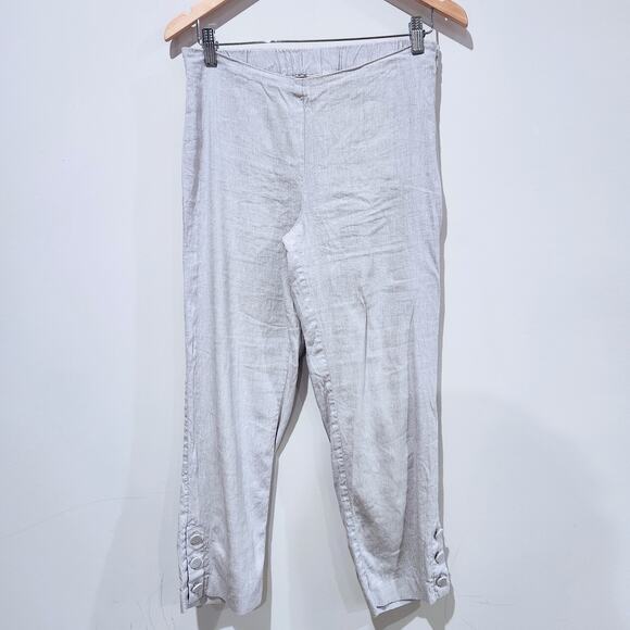 J. Jill Linen Stretch Gray Cropped Straight Leg Pants Size Small Beach Lagenlook - Picture 1 of 12